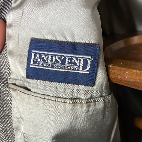 Vintage Men's Gray Herringbone Blazer Land’s End - Picture 2 of 2